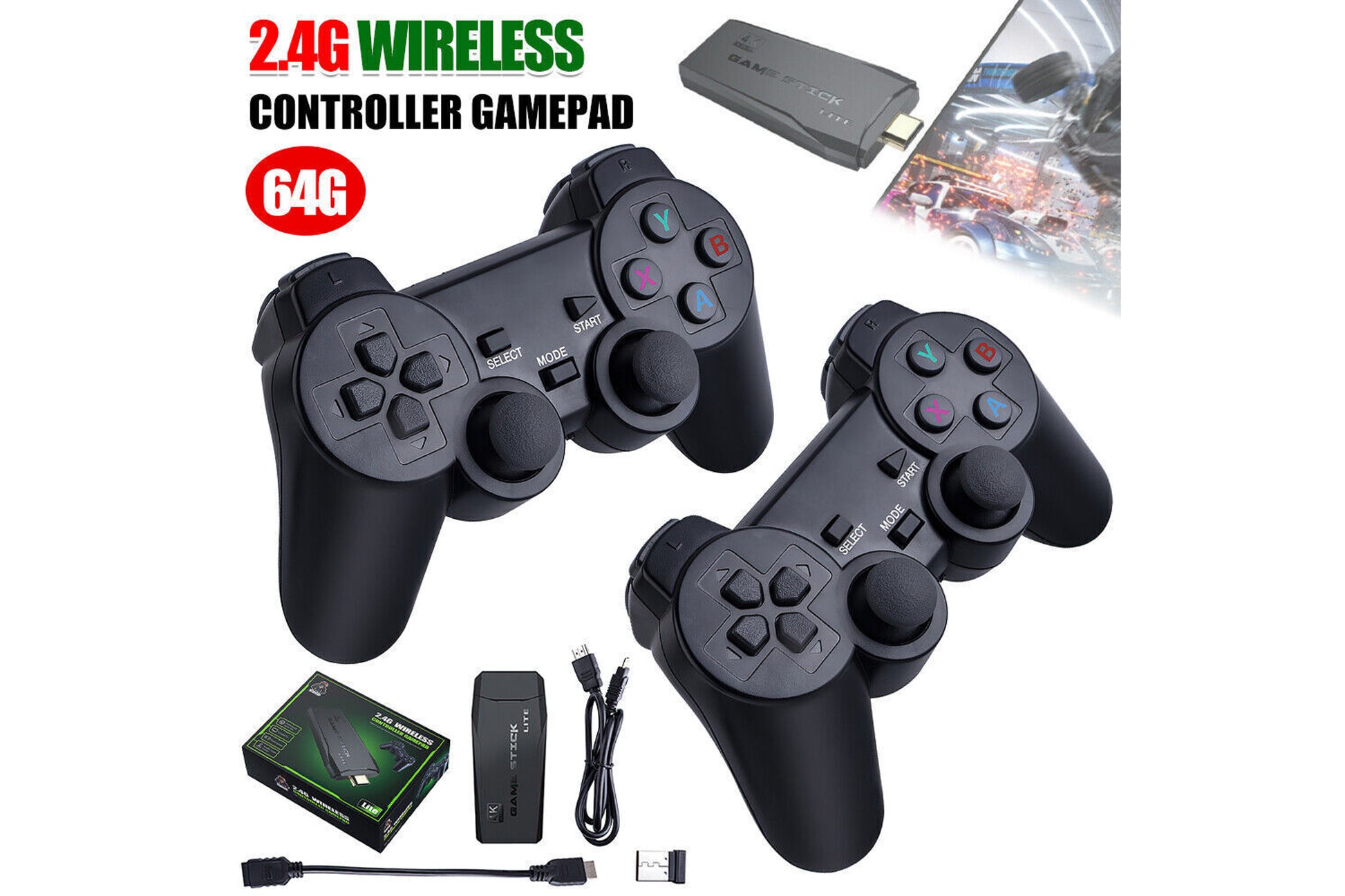 Video Game Sticks M8 Console 2.4G Dual Wireless Controller Game Stick 4K 10000 games - SuperHub