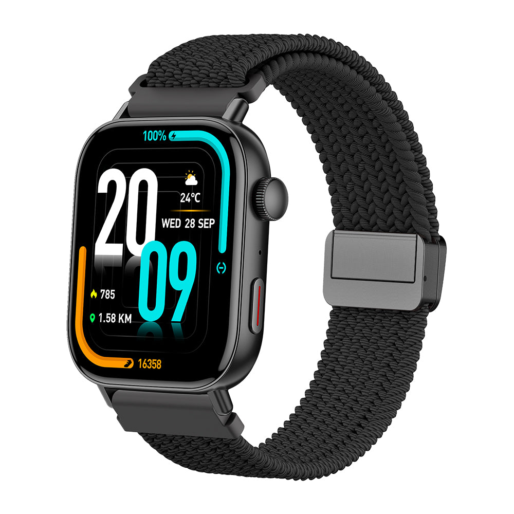 Colmi C8 Max Enhanced Edition smartwatch with a large display, sleek black band, and health tracking features.