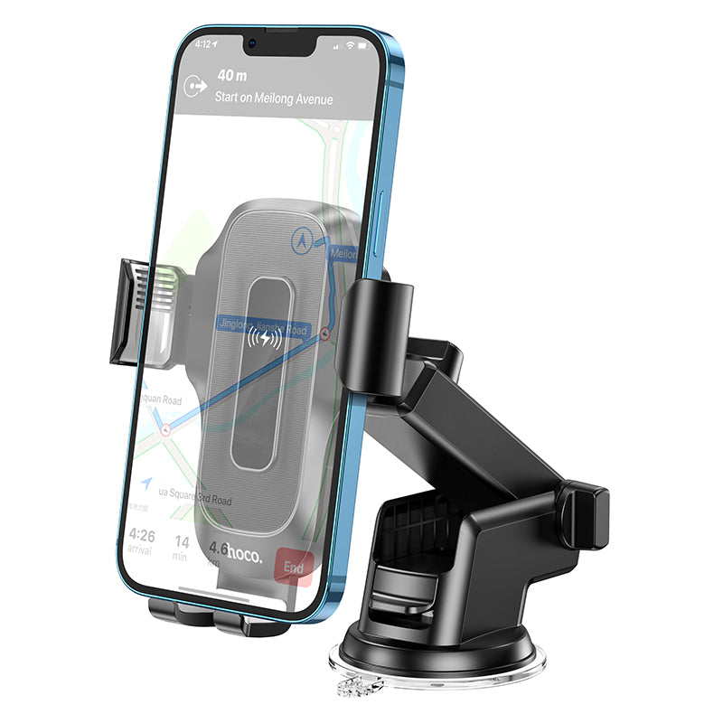 Hoco HW3 15W Automatic Clamping Wireless Charging Phone Holder | Windshield & Dashboard Mount - SuperHub