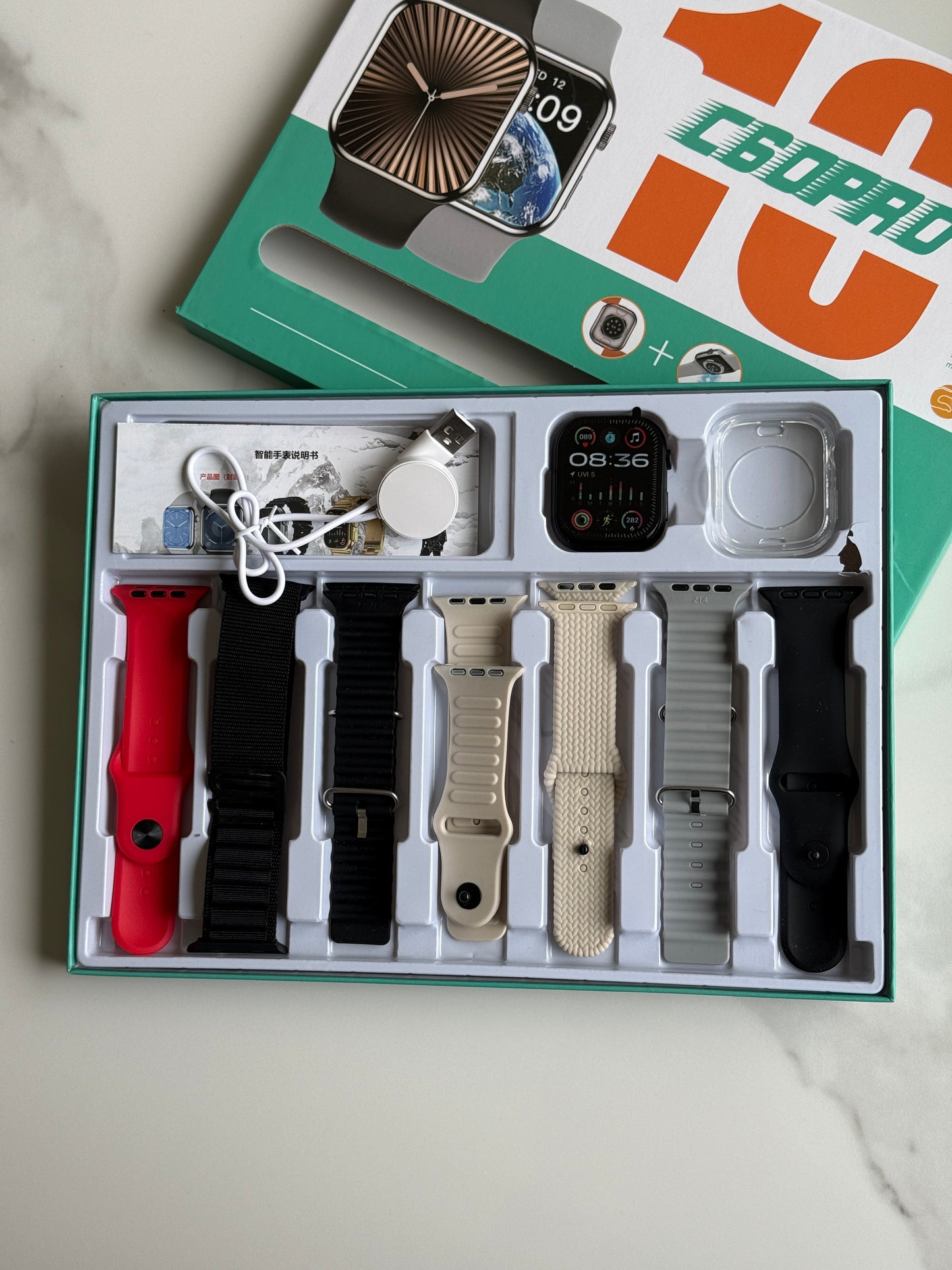 Smartwatch with 7 Straps, Bluetooth Earphones & Silicone Protective Cover - C60PRO - SuperHub