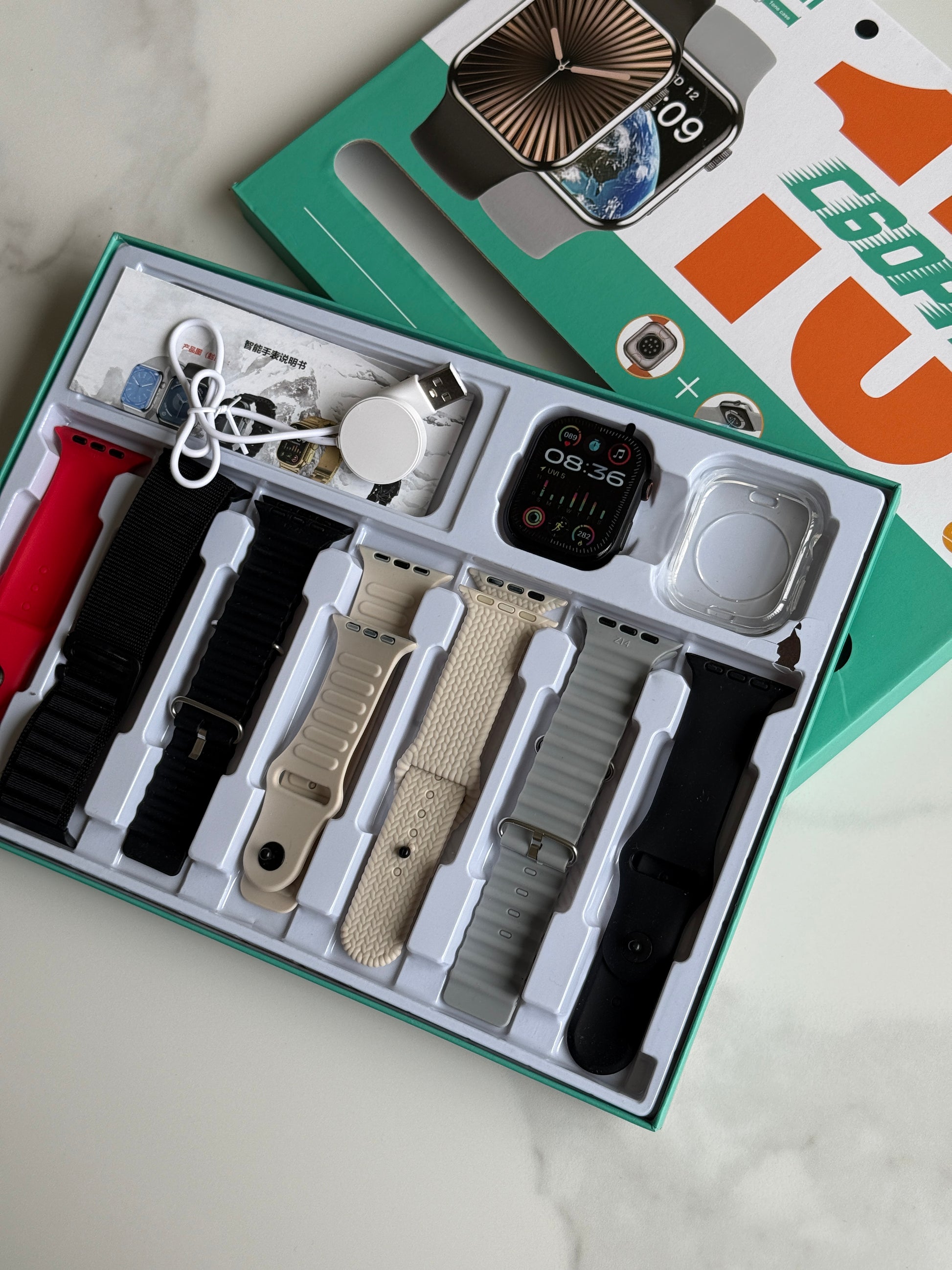 Smartwatch with 7 Straps, Bluetooth Earphones & Silicone Protective Cover - C60PRO - SuperHub