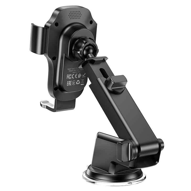 Hoco HW3 15W Automatic Clamping Wireless Charging Phone Holder | Windshield & Dashboard Mount - SuperHub