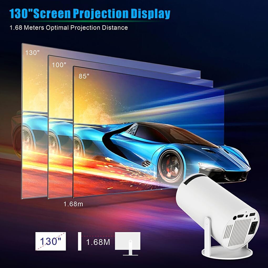 HY300 Projector - Full-HD 1280x720P, 2.4G Wi-Fi, 4K Decoding - SuperHub