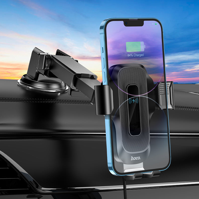 Hoco HW3 15W Automatic Clamping Wireless Charging Phone Holder | Windshield & Dashboard Mount - SuperHub