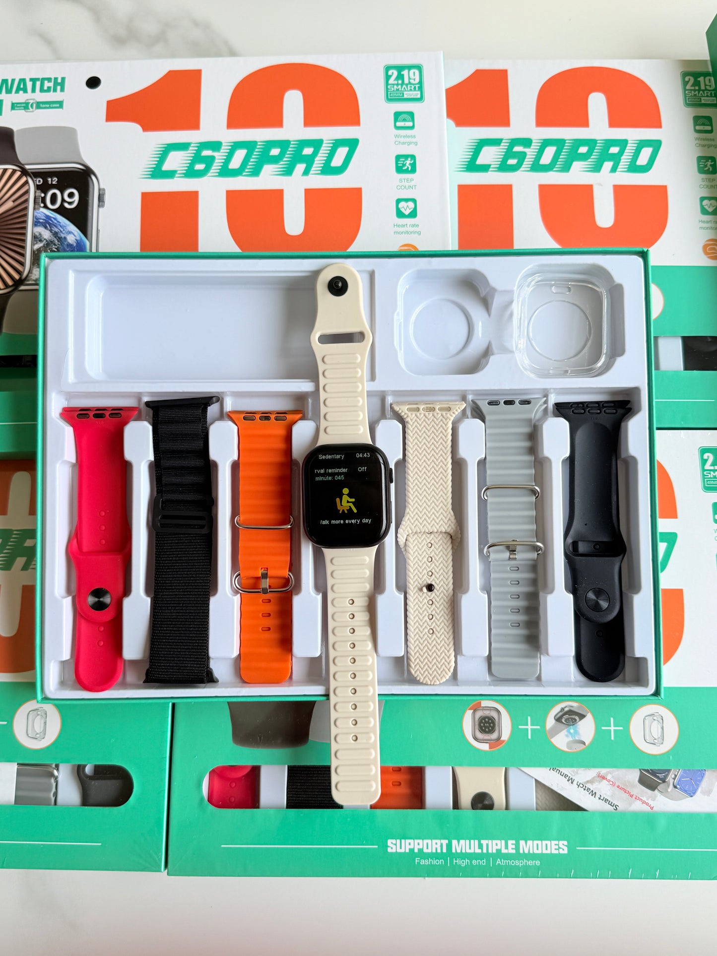 Smartwatch with 7 Straps, Bluetooth Earphones & Silicone Protective Cover - C60PRO - SuperHub