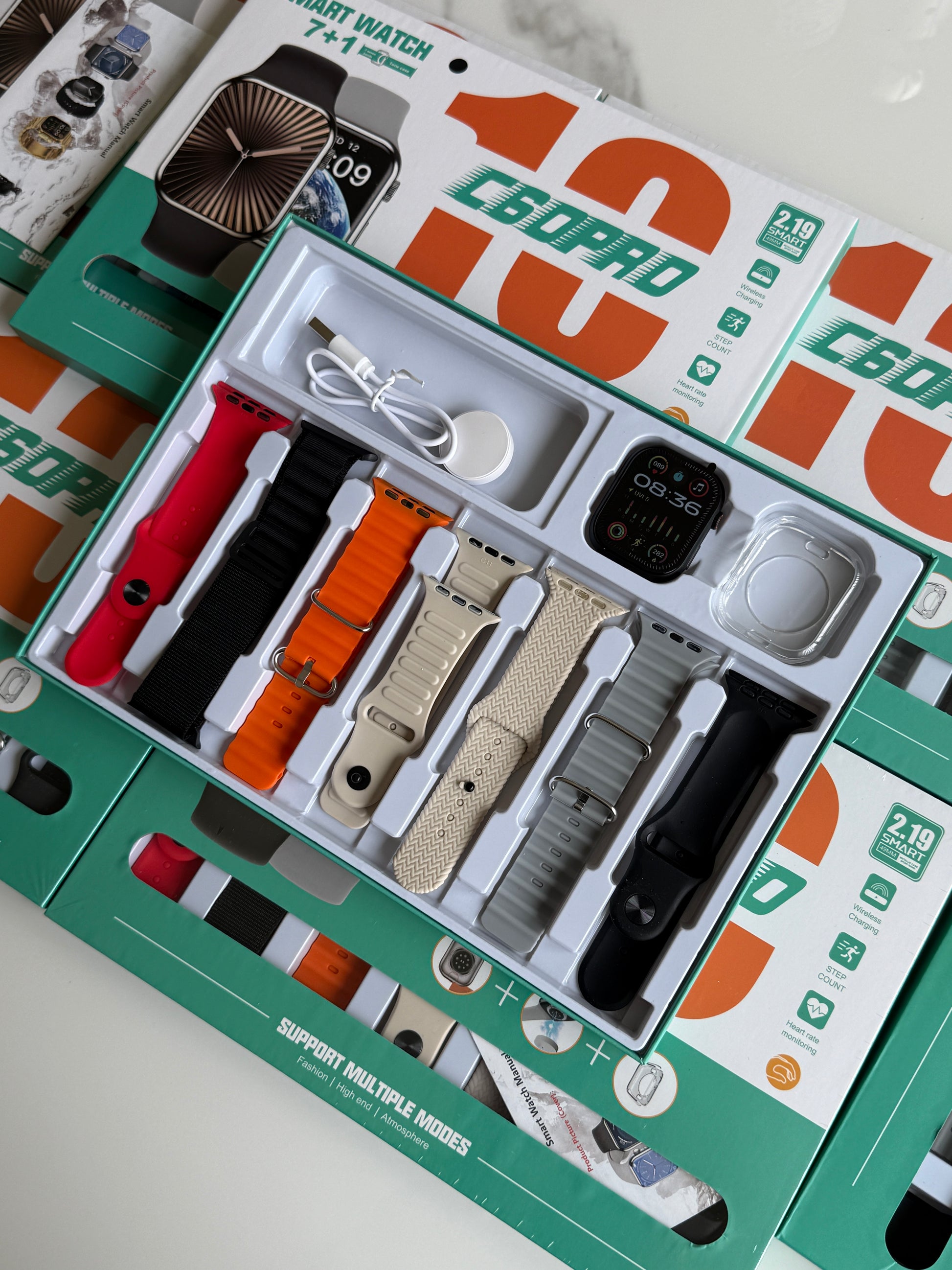 Smartwatch with 7 Straps, Bluetooth Earphones & Silicone Protective Cover - C60PRO - SuperHub