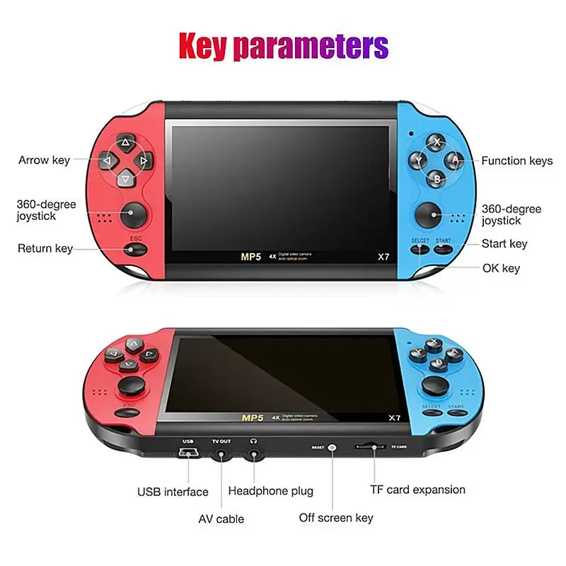 X7 Handheld Game Console – 4.1" HD Screen | 1000+ Built-in Games | MP4, Music - SuperHub