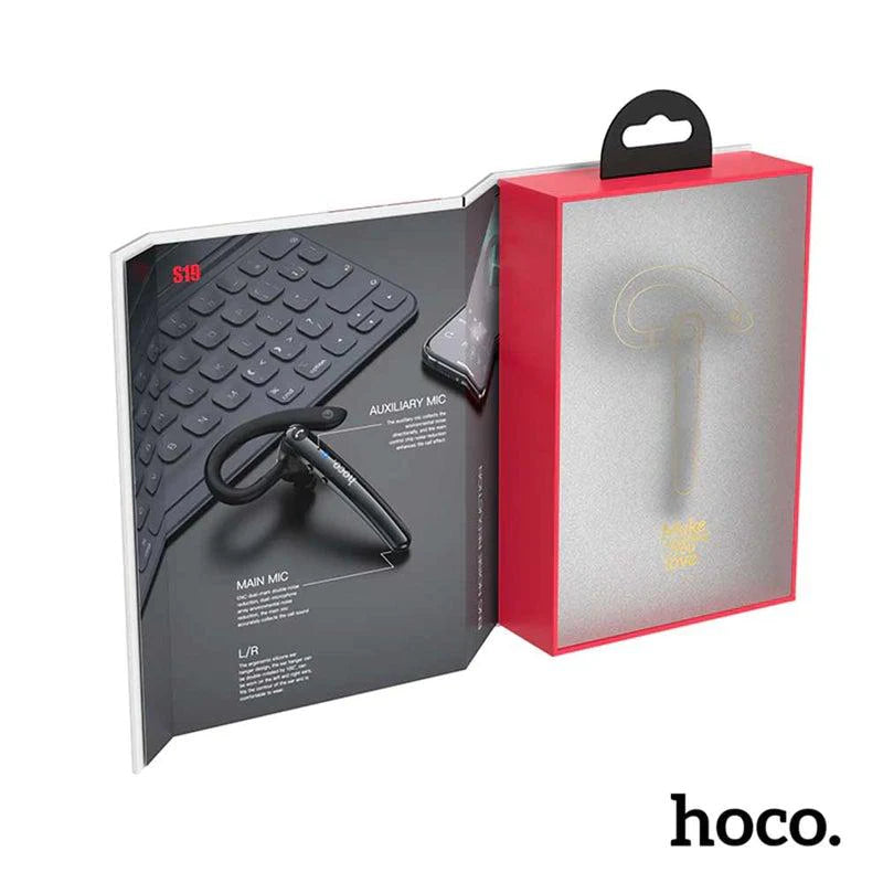 HOCO S19 Bluetooth wireless business headset with ENC Noise Cancelling - Black - SuperHub
