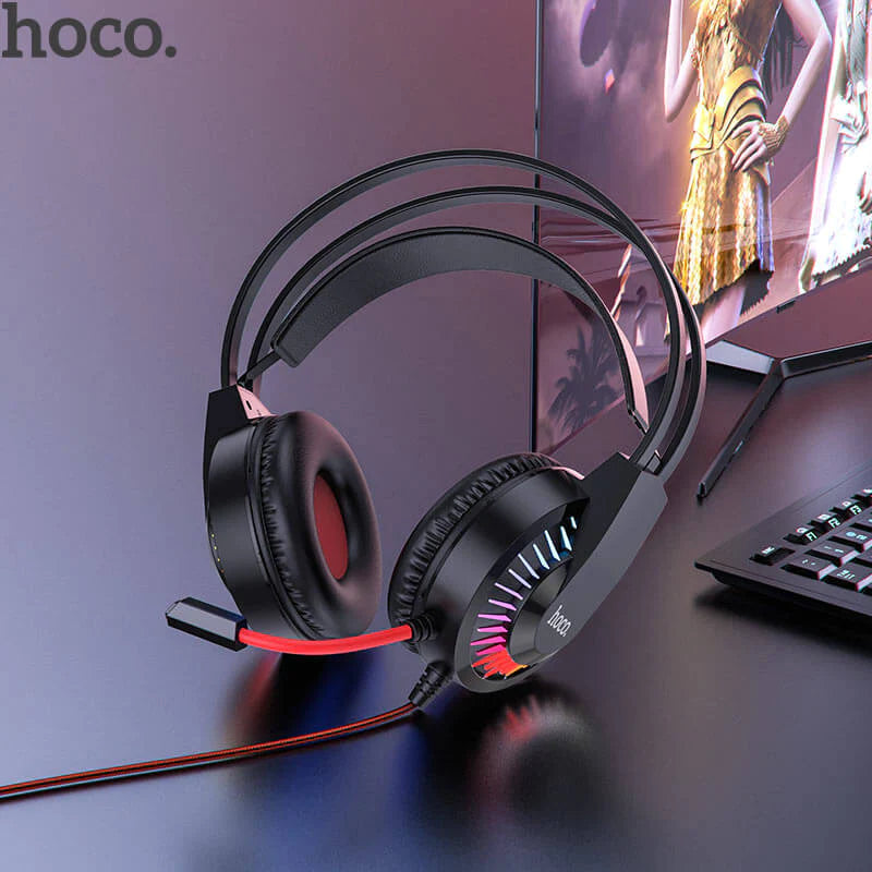 Hoco W105 gaming headphones with mic, 40mm speaker, USB + 3.5mm plug, 2m cable - SuperHub