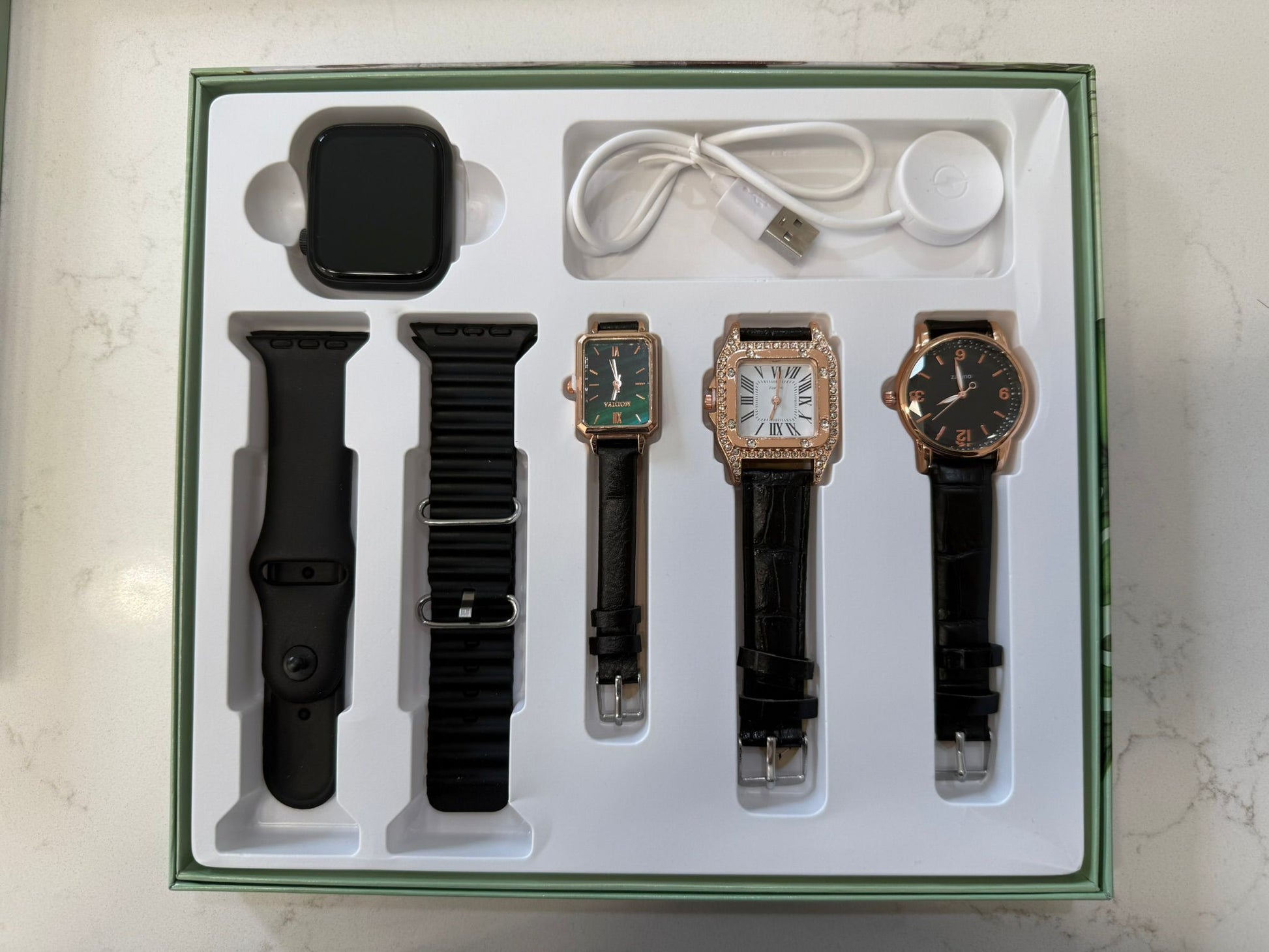 i-530 Mini Smartwatch & 3 Analog watches Set - SuperHub