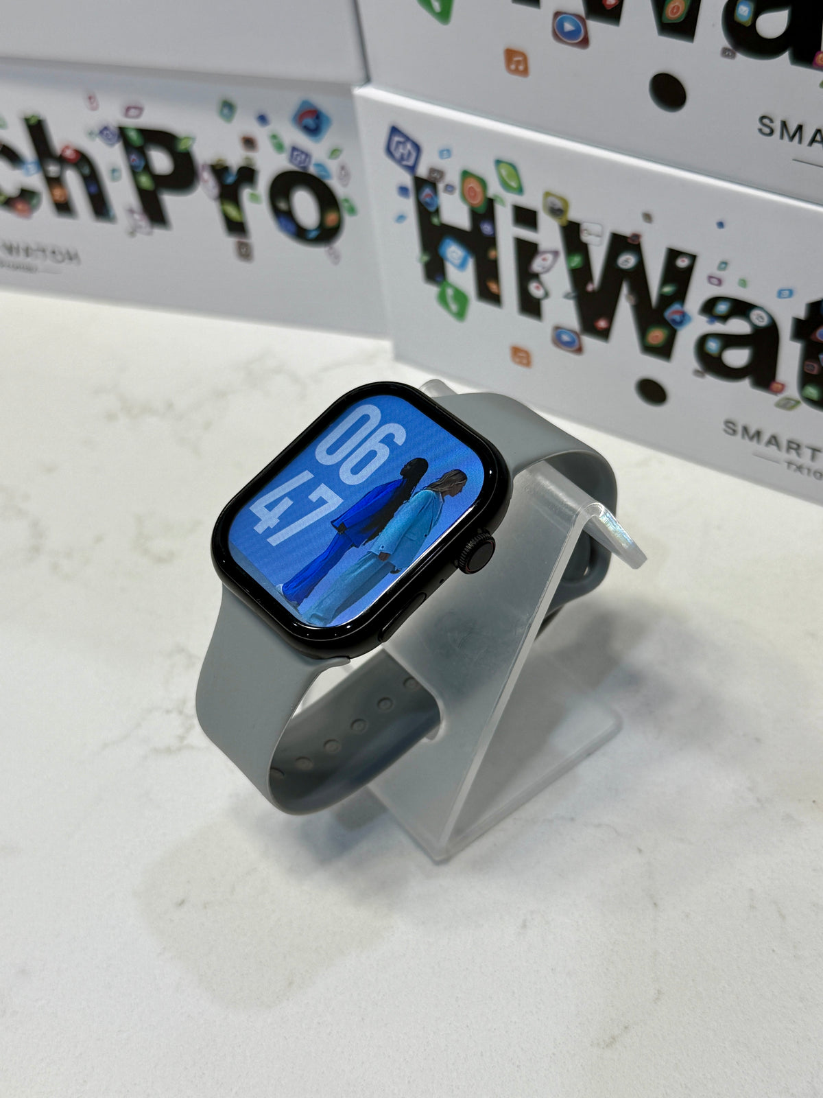 SuperHub TX10 Pro Max Smartwatch displaying a digital watch face with health and activity tracking features.