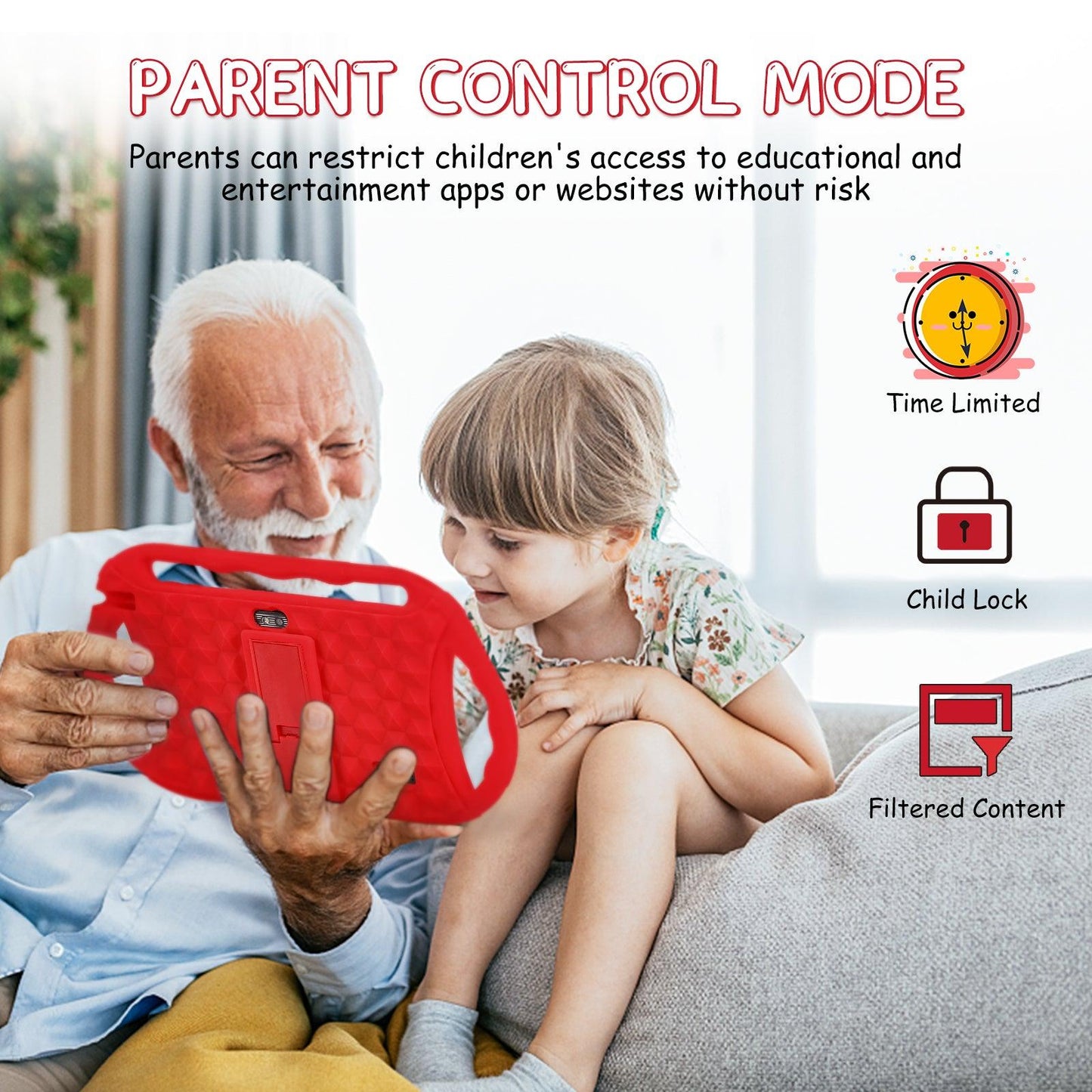 Veidoo 7” Android Tablet with protective case - Red - SuperHub