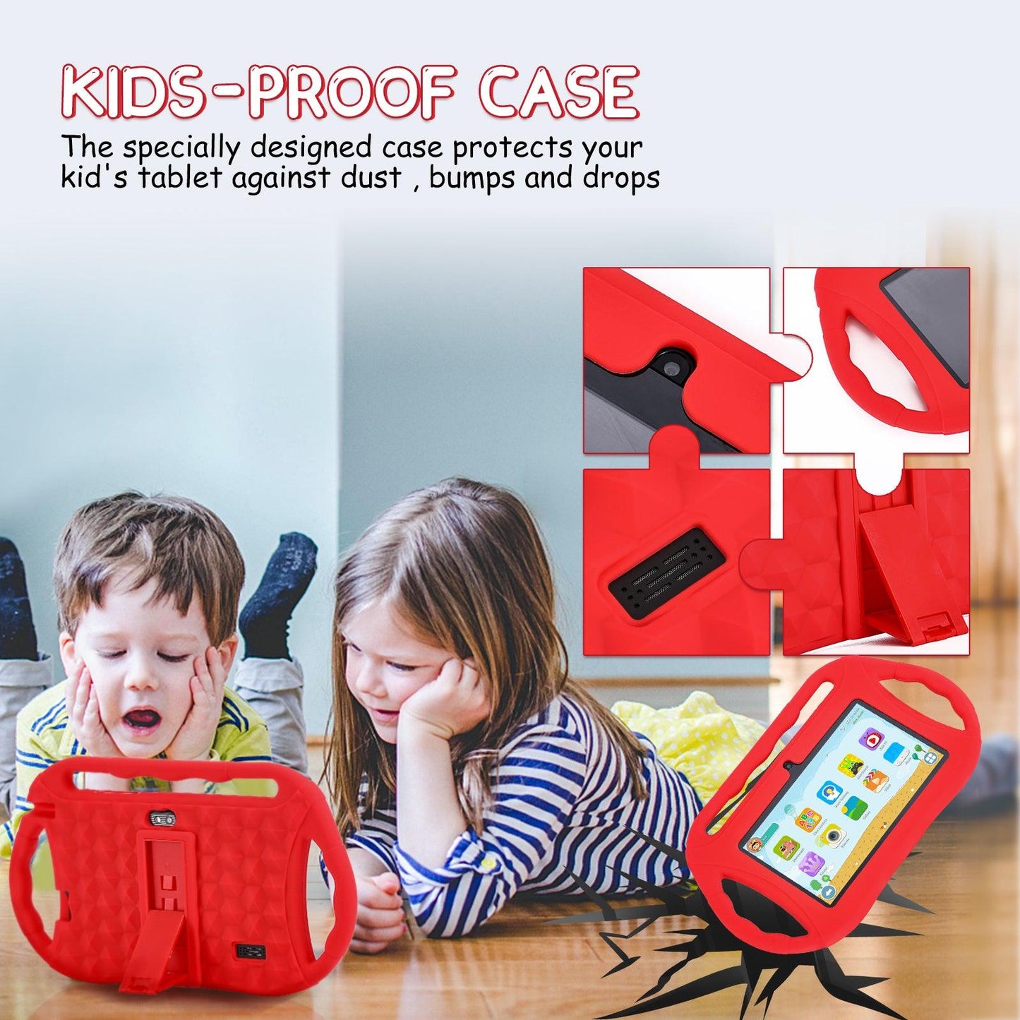 Veidoo 7” Android Tablet with protective case - Red - SuperHub