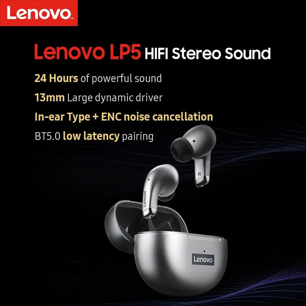 Lenovo XT88 - Bluetooth Wireless Earphones With Charging Case, Inbuilt Microphone - Black - SuperHub