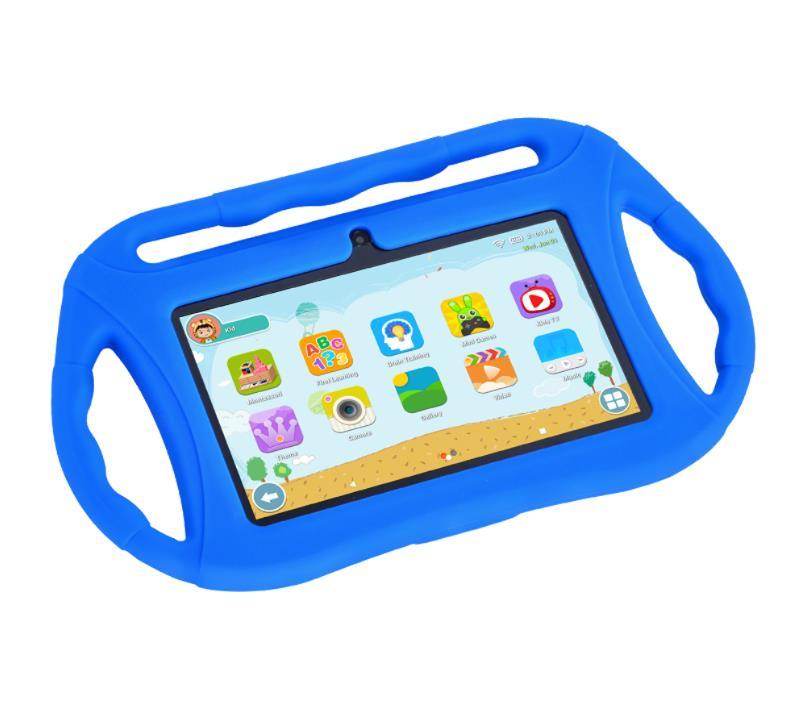 Veidoo 7-inch kids Android tablet with colorful protective case, touchscreen display and playful design for children.