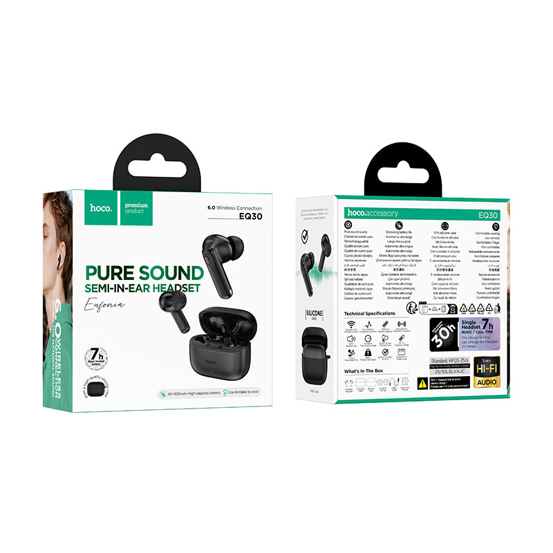 Hoco TWS Earbuds with 7 Hours, Carry Case and Snap Hook (EQ30)