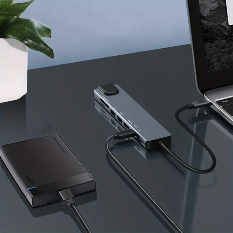 USB C Hub - 8 in 1 - Lan, 4K HDMI, 87W PD, USB 3.0 Ports, USB C Data Port And SD/TF Card Reader - SuperHub