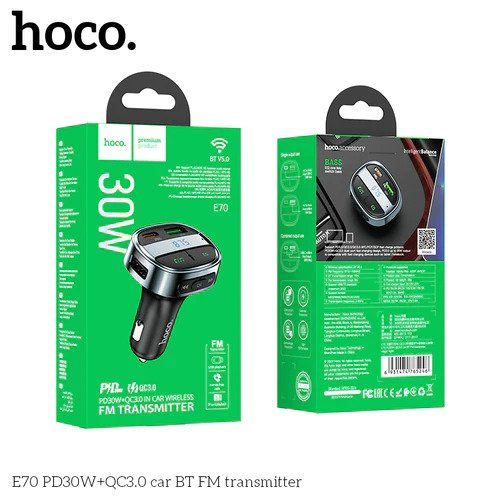 Hoco E70 PD30W + QC3.0 Car Bluetooth FM Transmitter - SuperHub