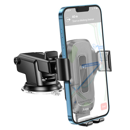 Hoco HW3 15W Automatic Clamping Wireless Charging Phone Holder | Windshield & Dashboard Mount - SuperHub