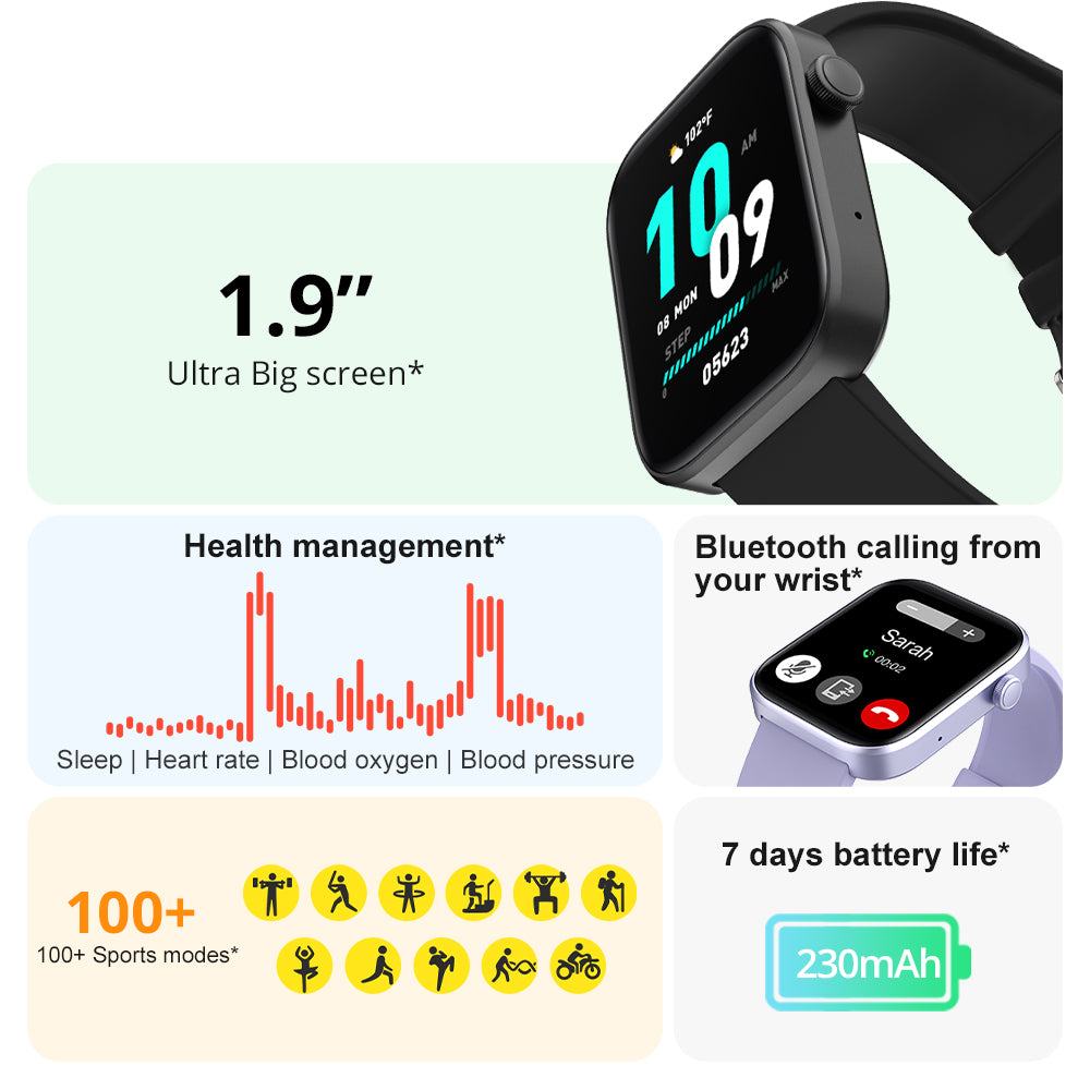 COLMi P71 Smartwatch - Lavender| Advanced Heart Rate Monitoring & Step Tracking