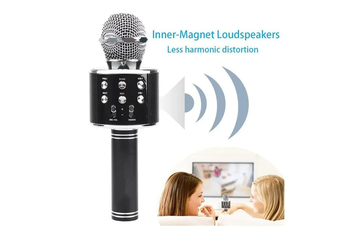 Wireless KTV Karaoke Microphone - Portable Handheld - BLACK - SuperHub