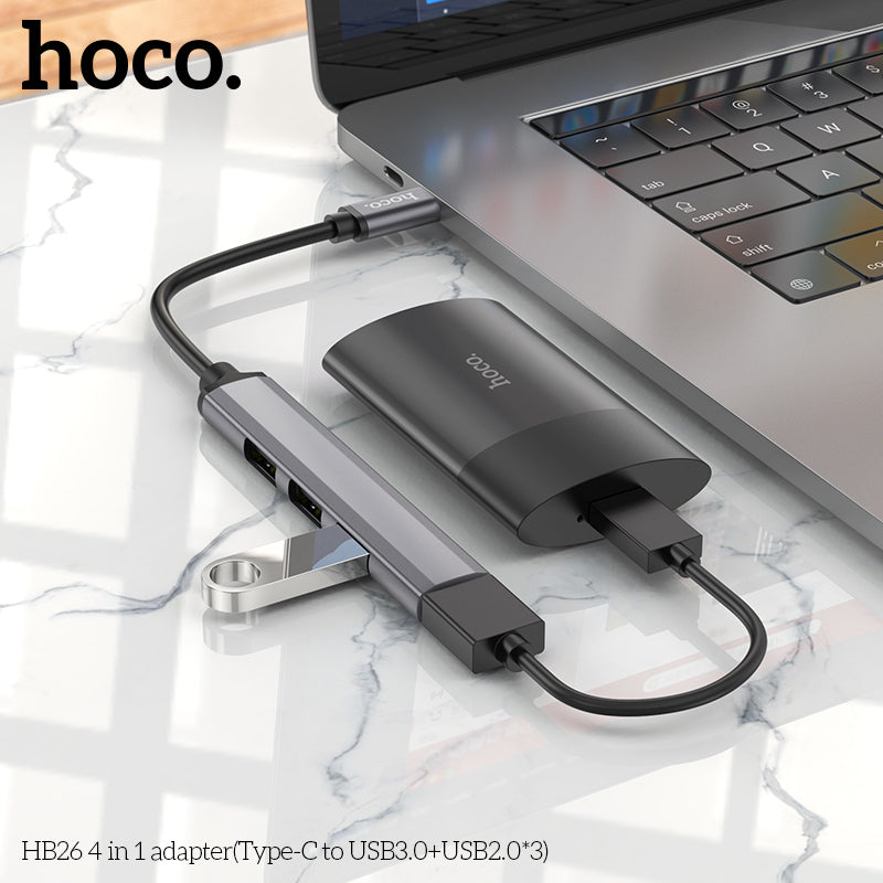 4 in 1 Type C to USB Hub (HB26) - SuperHub