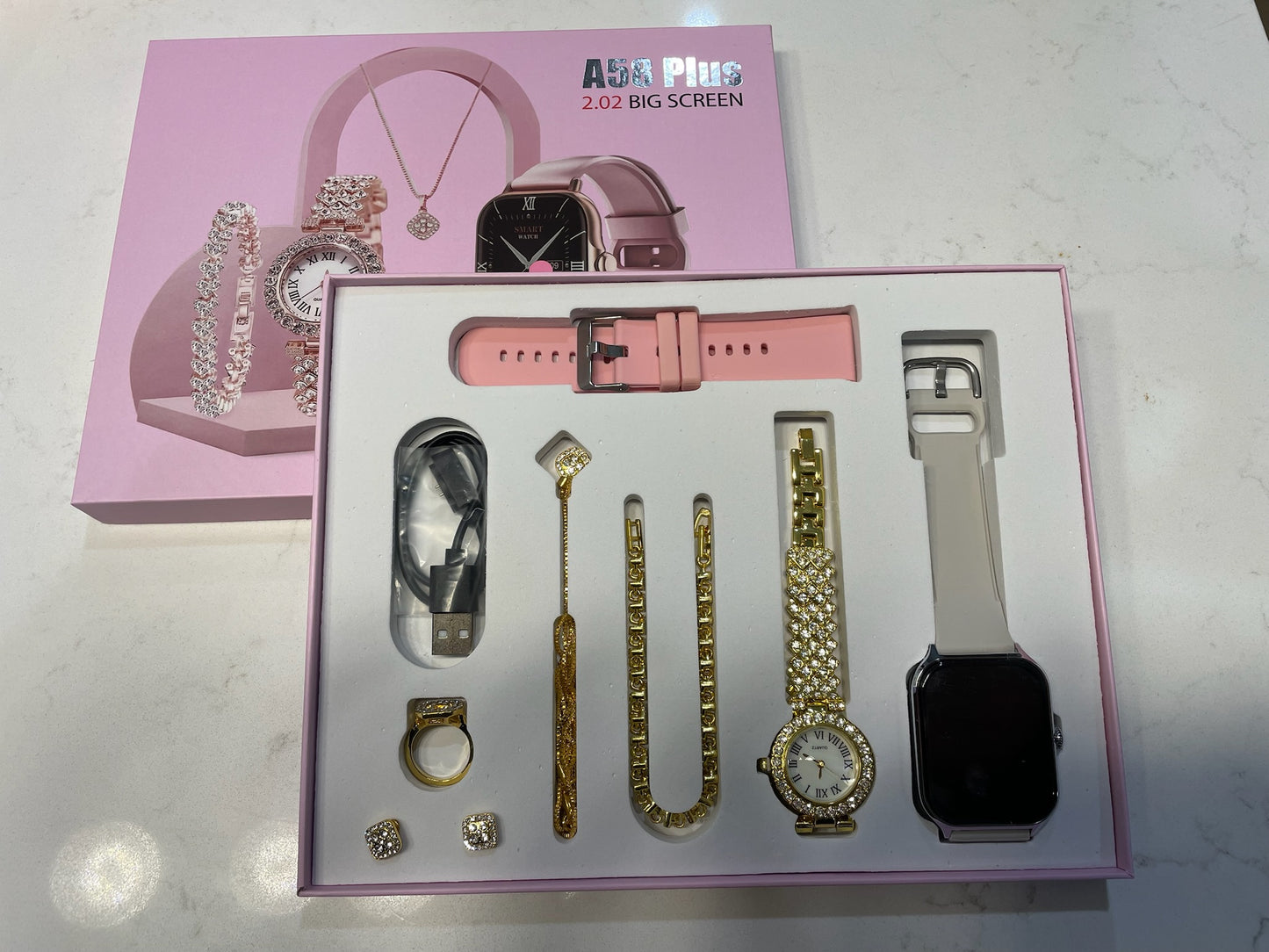 A58 PLUS SMART WATCH WITH JEWELLERY GIFT SET