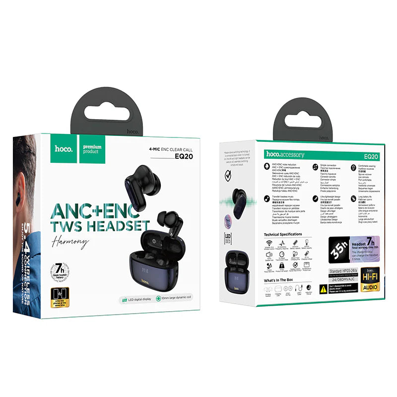 Hoco Wireless ANC + ENC Noise Cancellation TWS Earbuds (EQ5) - SuperHub