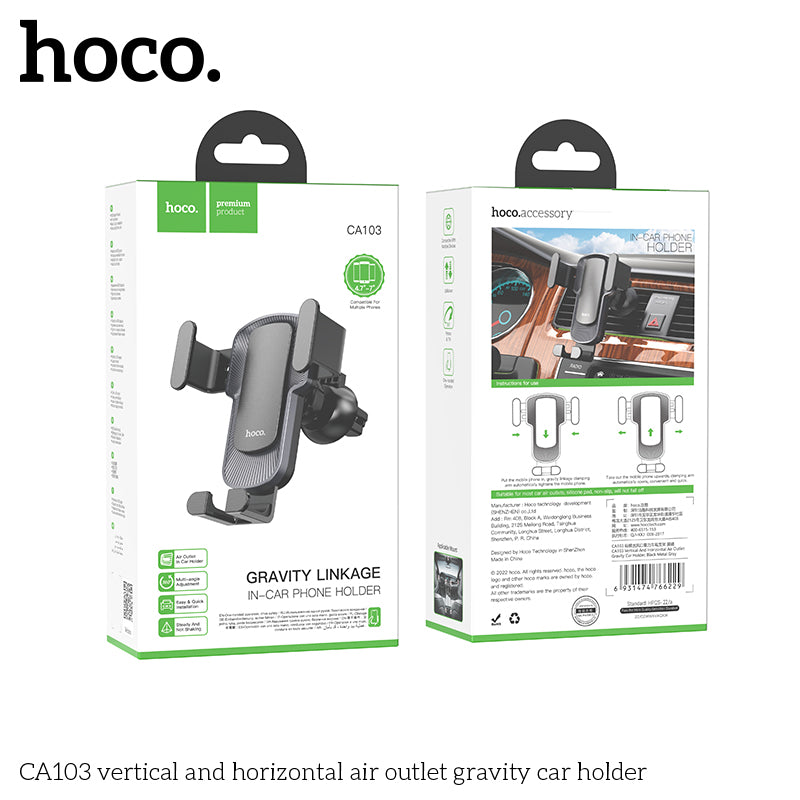 Hoco Vertical And Horizontal Air Outlet Gravity Car Phone Holder CA103 - SuperHub