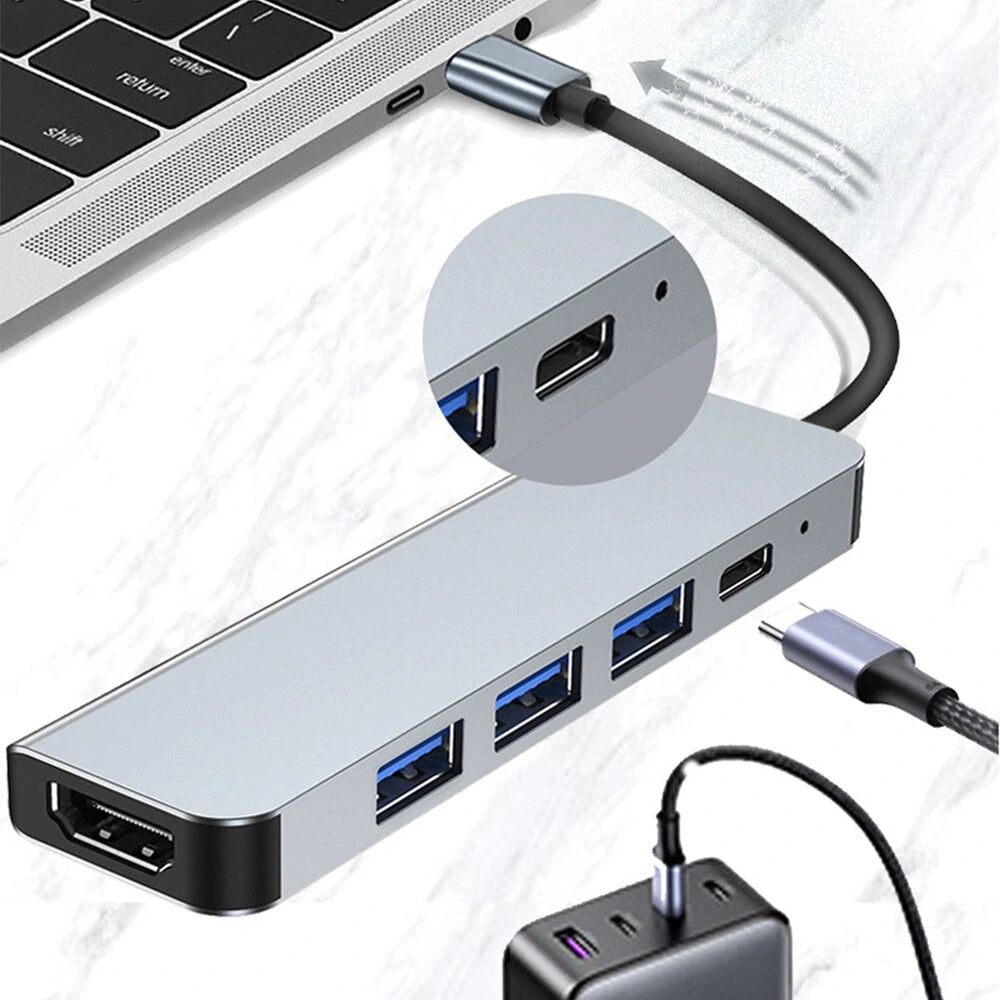 5 IN 1 USB-C Hub Splitter Type-C Docking Station 4K HDMI - SuperHub