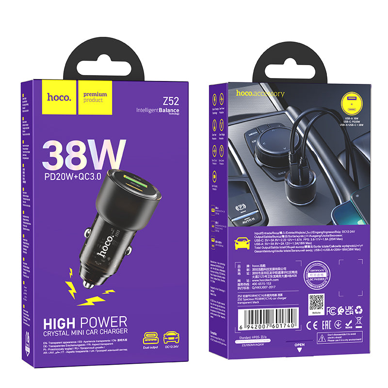 38W PD+QC Super Fast Car Charger (Z52) - SuperHub