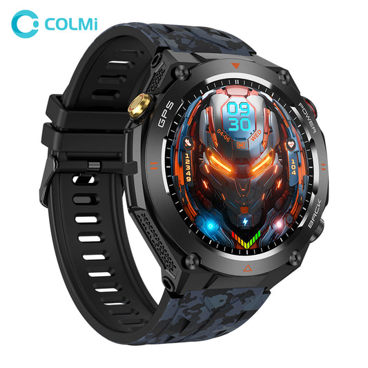Colmi V75 Smart Watch display showing fitness tracking and time on a sleek black smartwatch with a digital interface.