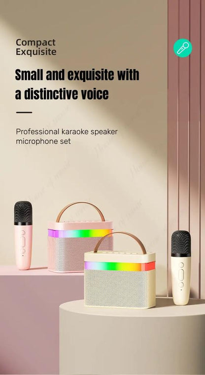 KTV BLUETOOTH SPEAKER WITH DUAL MIC - LED LIGHTS - Pink - SuperHub