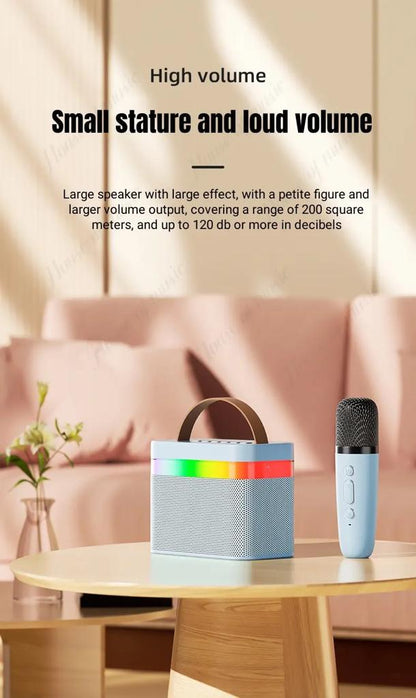 KTV BLUETOOTH SPEAKER WITH DUAL MIC - LED LIGHTS - Beige - SuperHub