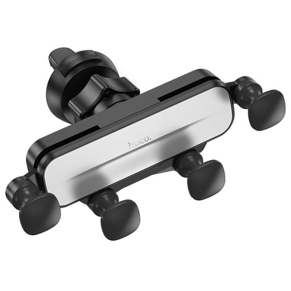 Hoco CA102 retractable gravity air vent car phone holder mounted on vehicle air vent with phone secured in place.