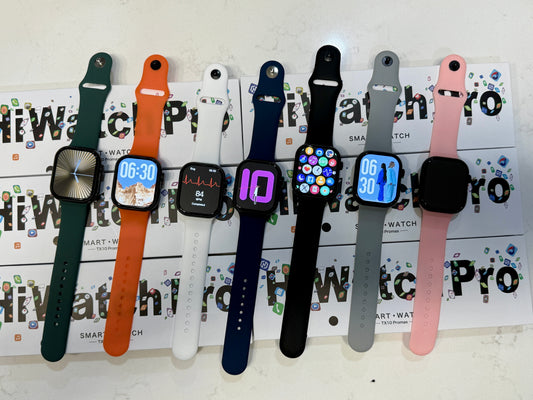 SuperHub TX10 Pro Max Smartwatch displaying a digital screen with fitness stats and smartwatch features.