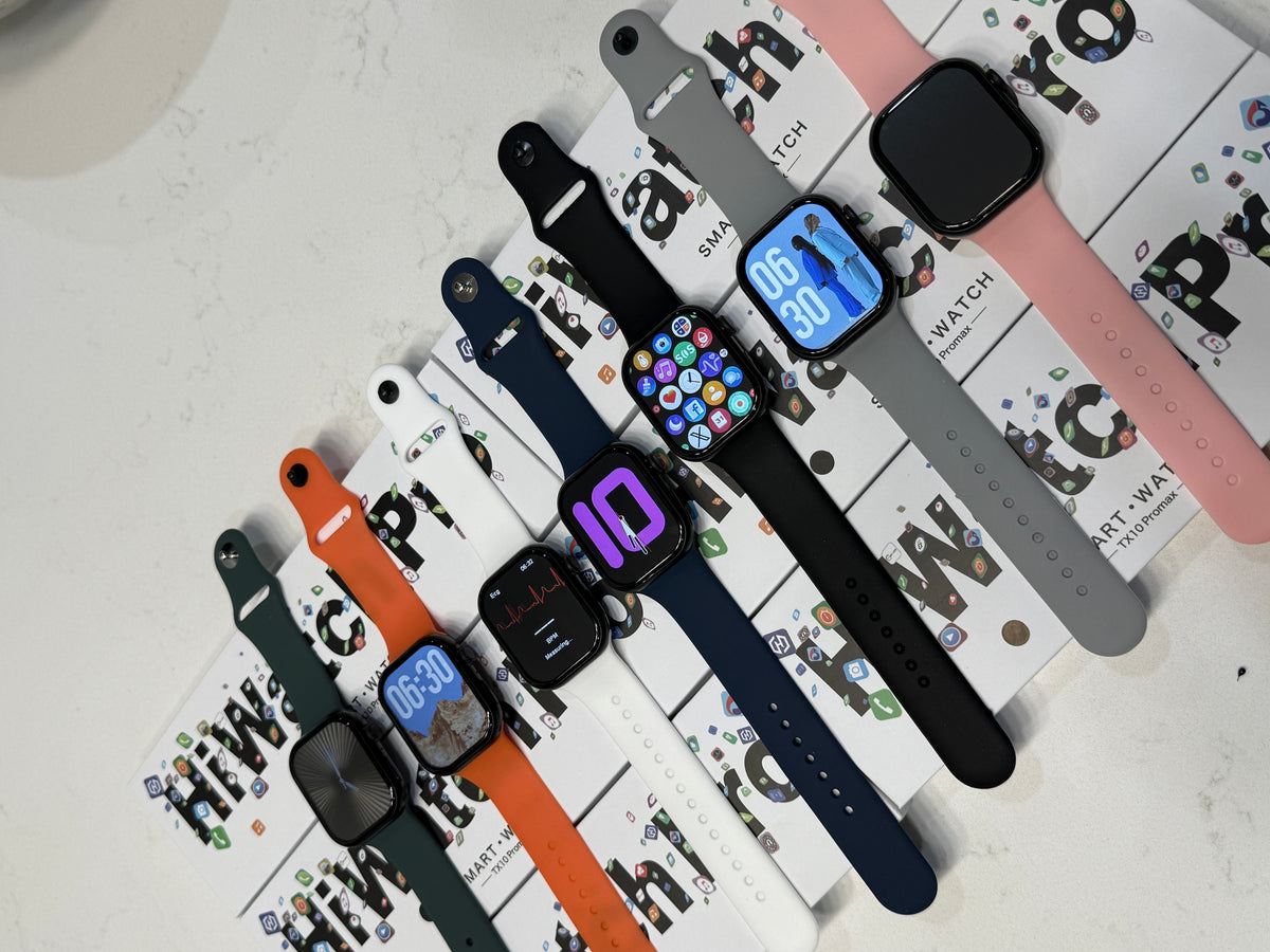 SuperHub TX10 Pro Max Smartwatch displaying a digital screen with fitness tracking and customizable watch face.