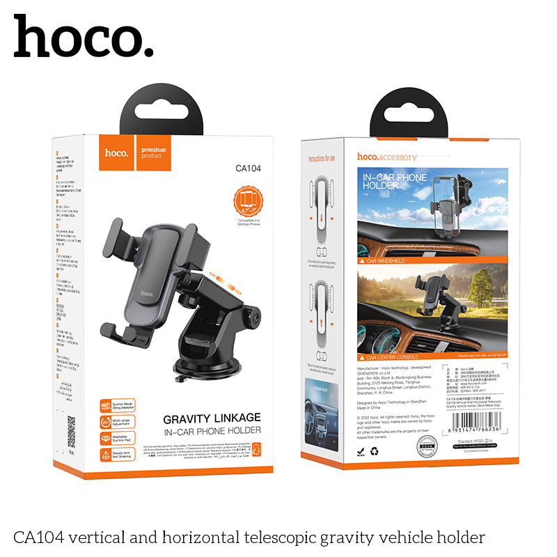 Hoco Premium Gravity Car Mount for Windshield/Dashboard CA104 - SuperHub