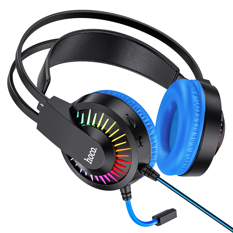 Hoco W105 gaming headphones with mic, 40mm speaker, USB + 3.5mm plug, 2m cable - SuperHub