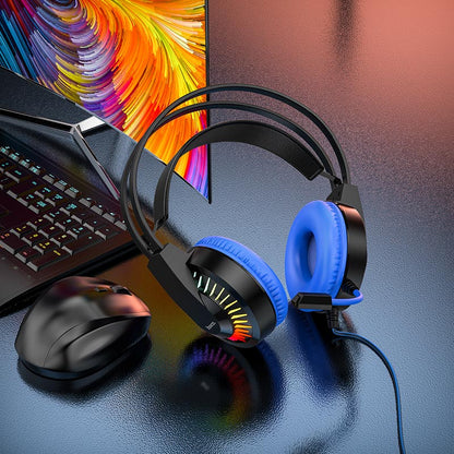 Hoco W105 gaming headphones with mic, 40mm speaker, USB + 3.5mm plug, 2m cable - SuperHub