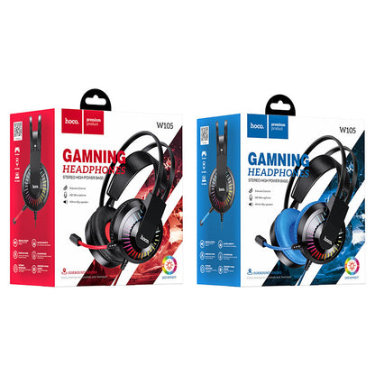 Hoco W105 gaming headphones with mic, 40mm speaker, USB + 3.5mm plug, 2m cable - SuperHub