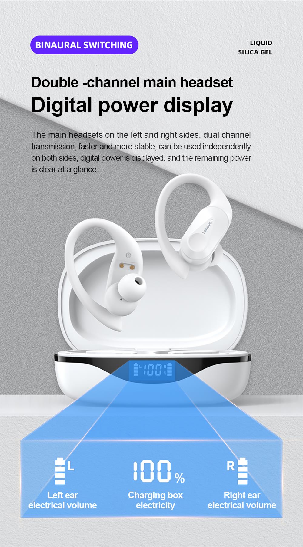 Lenovo LP75 Bluetooth Earphone Wireless Earbuds - white - SuperHub
