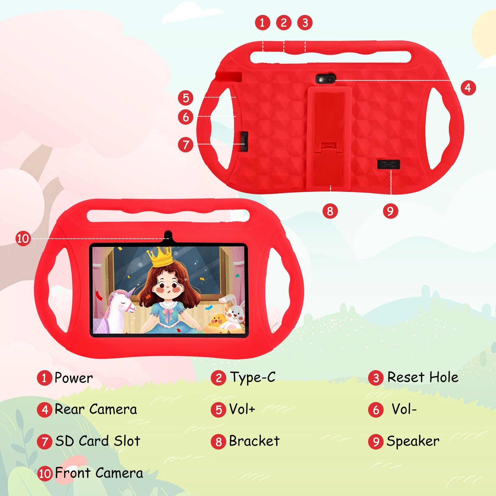 Veidoo 7” Android Tablet with protective case - Red - SuperHub