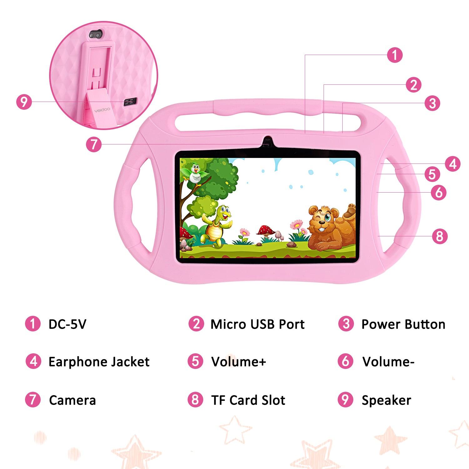 Veidoo 7” Android Tablet with protective case - Pink - SuperHub